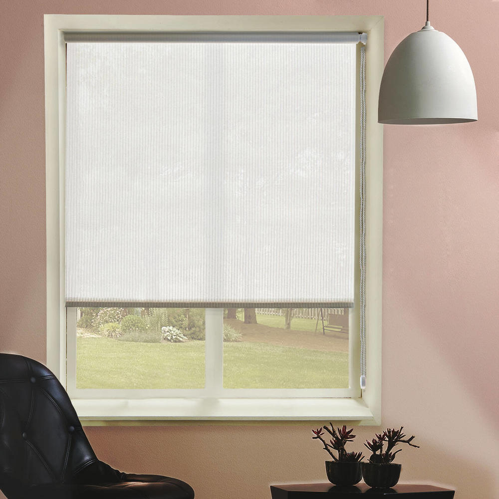 Roller Shade, Clutch Lift System, Continous Loop, Sheer Fabric, Montana Rice (White), 31"x72"