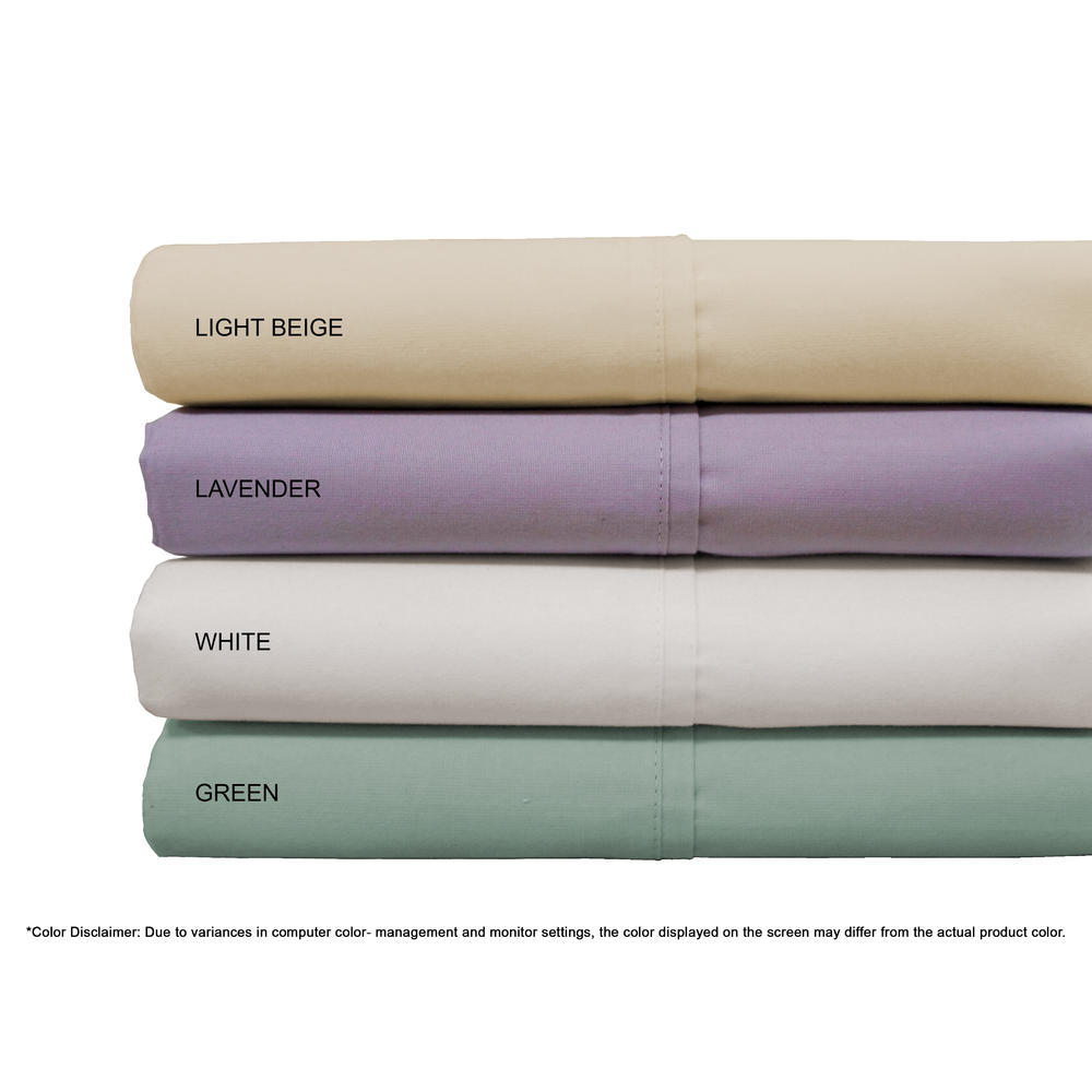 Color Sense  400 Thread Count Cotton Sheet Set Silky Touch King Green