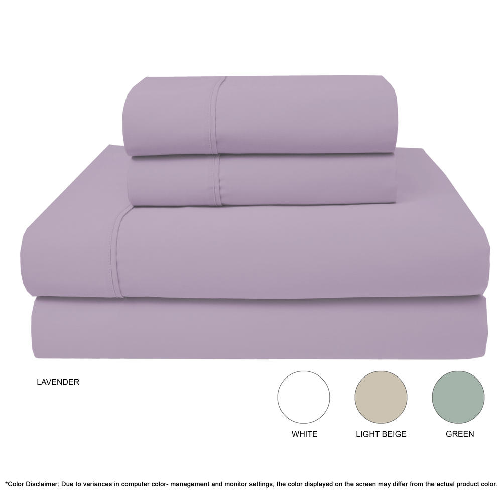 Color Sense  400 Thread Count Cotton Sheet Set Silky Touch King Lavender