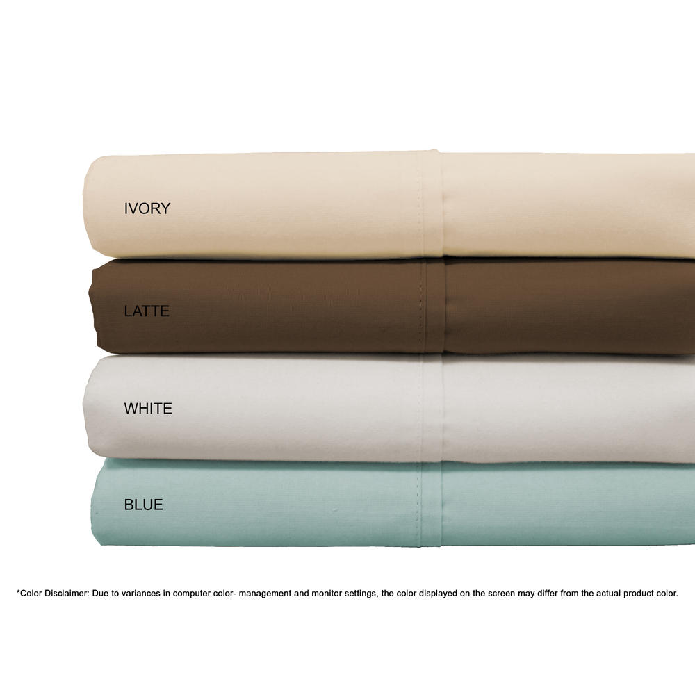 Color Sense  600 Thread Count Cotton Sheet Set Fade Resistance Wrinkle Free King White