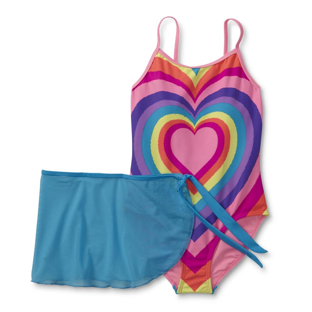 Girl's Swimsuit & Mesh Cover-Up - Heart