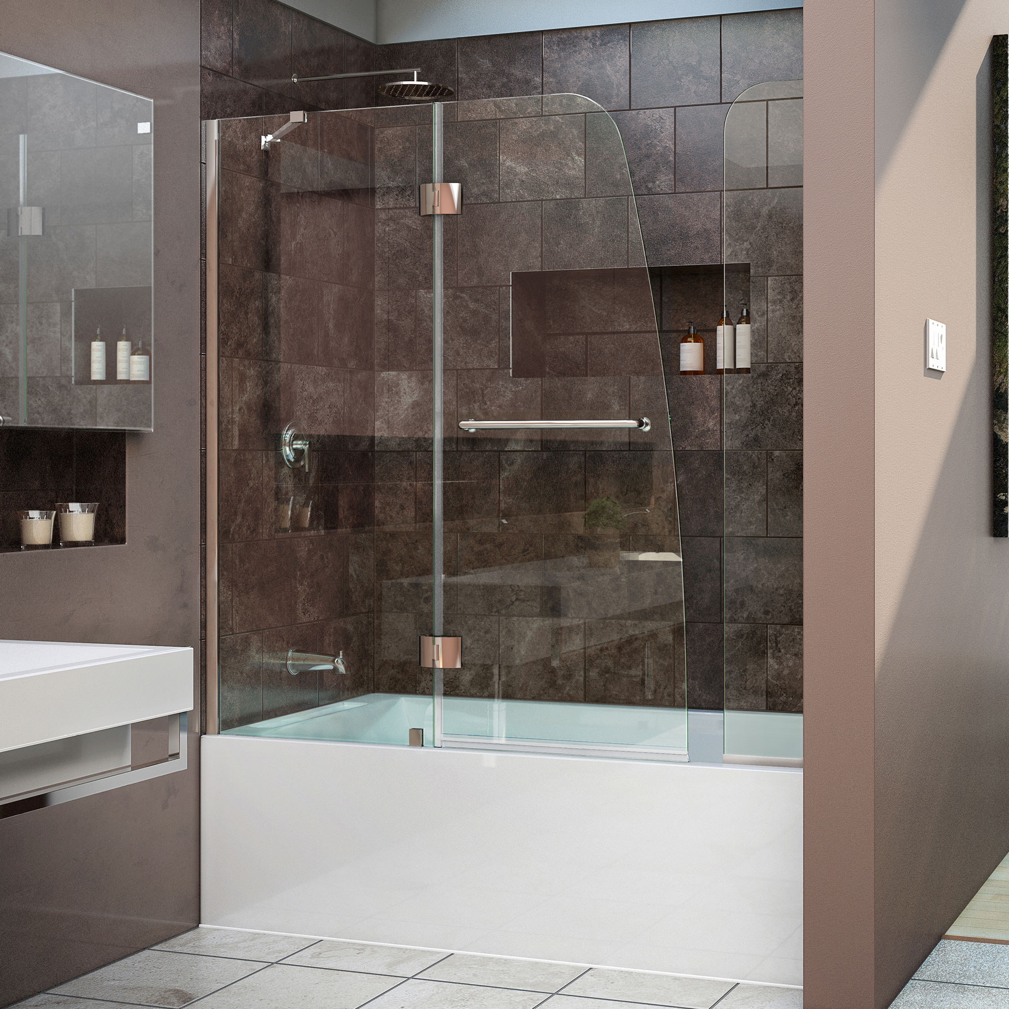 Dreamline Aqua 56 To 60 Quot W X 58 Quot H Hinged Tub Door Chrome