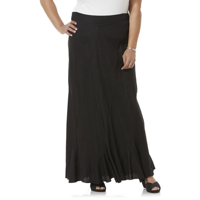 Basic Editions Women's Plus Woven Maxi Skirt Kmart