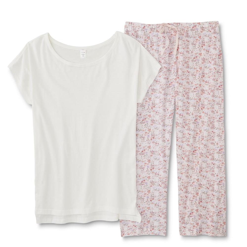 Women's Plus Pajama Top & Capri Pants - Floral