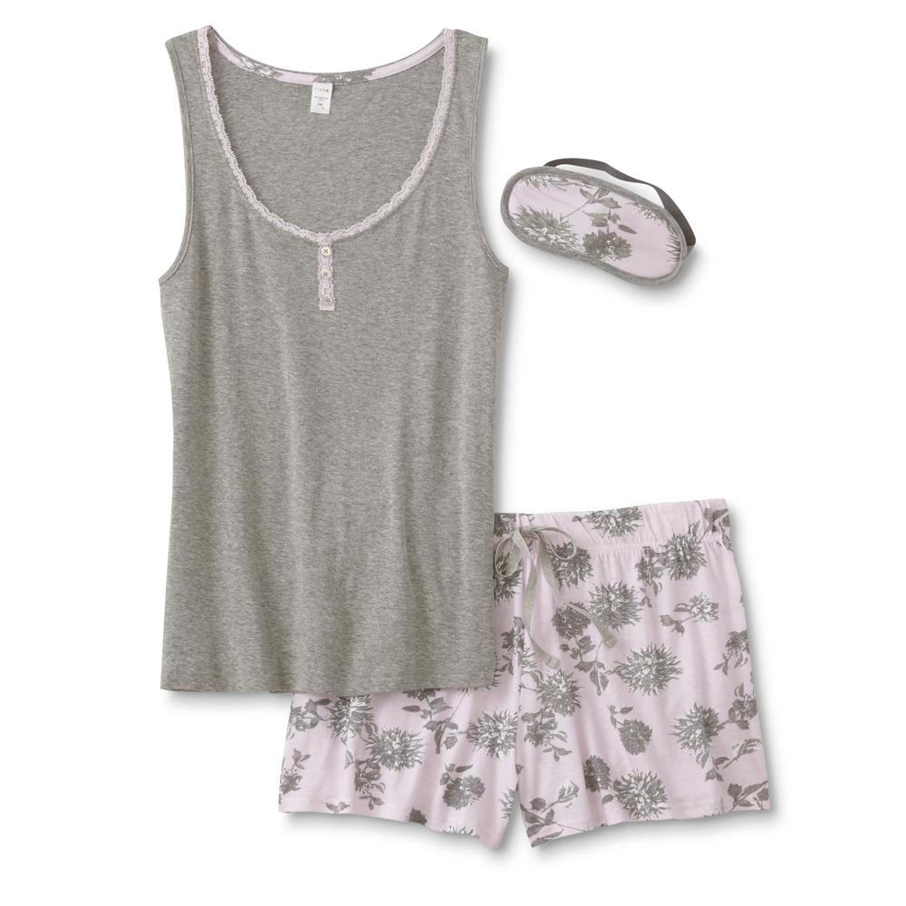 Women's Pajama Tank Top, Shorts & Sleep Mask - Floral