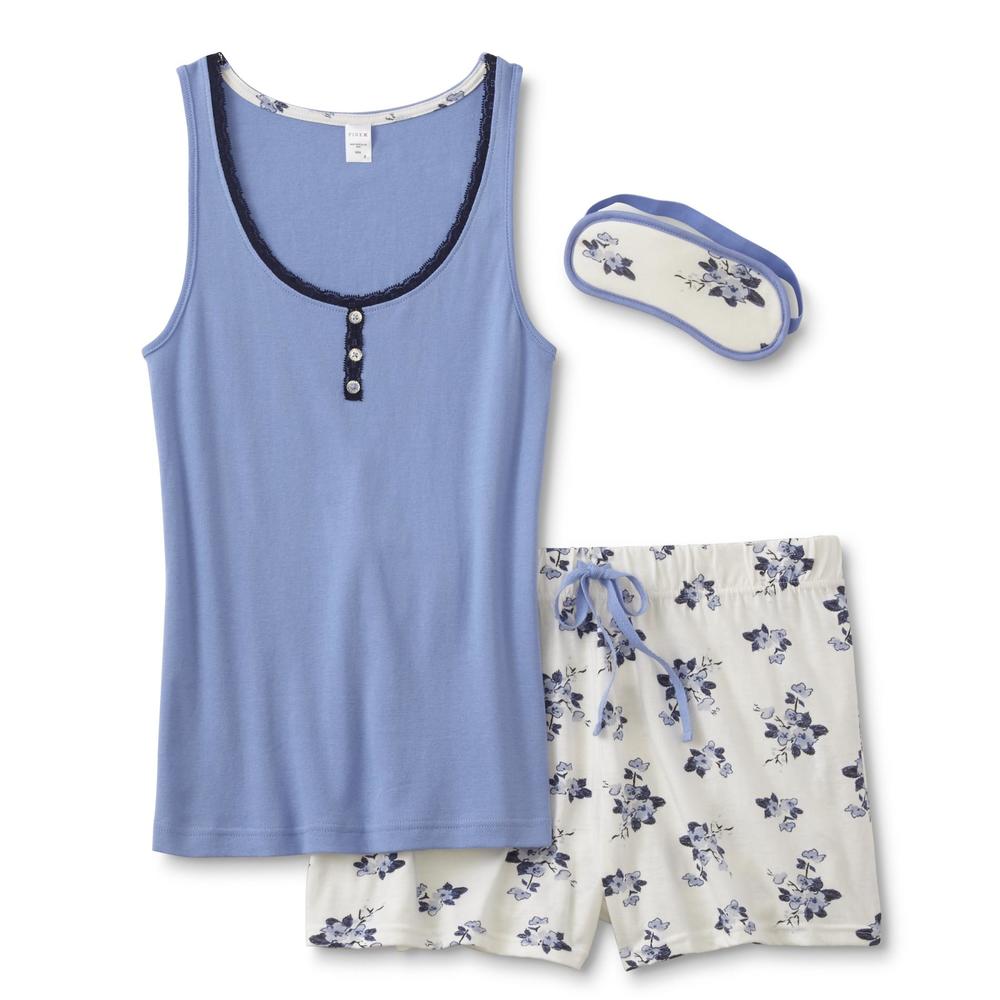 Women's Pajama Tank Top, Shorts & Sleep Mask - Floral