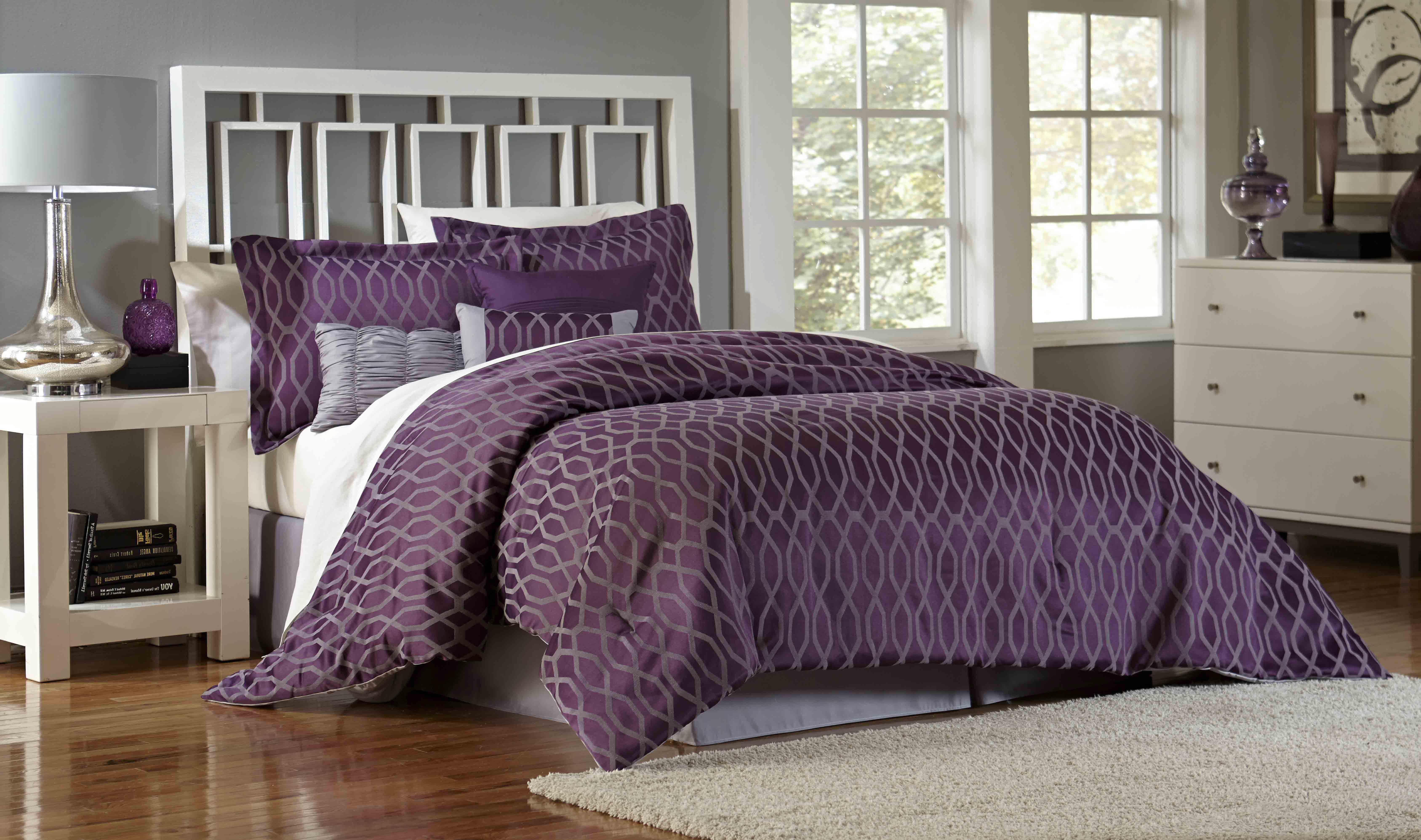 Essential Home 7 Piece forter Set – Plum Geo