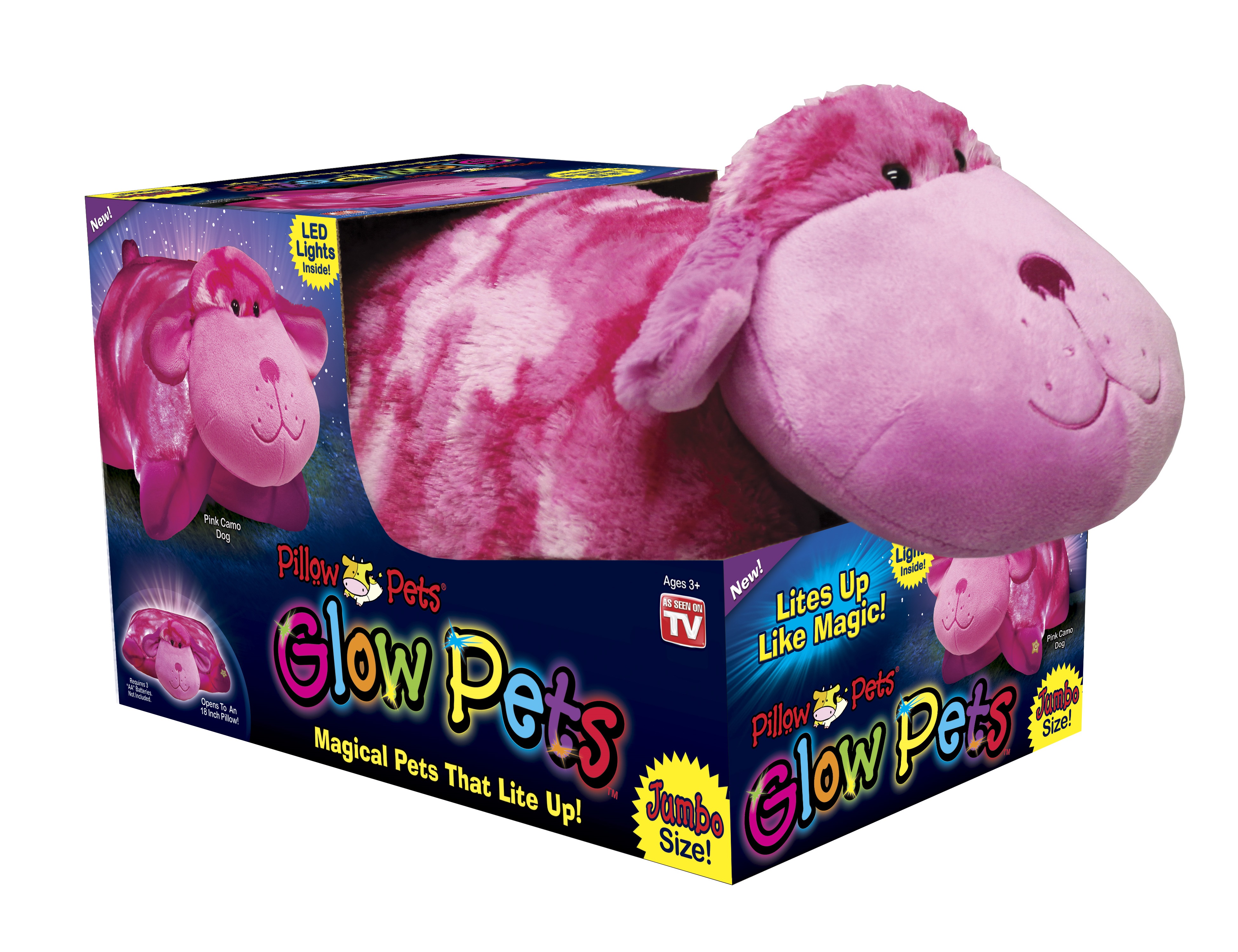 As Seen On TV Pillow Pets Glow Pets Jumbo - Shimmering Dog, Pink - Toys & Games - Stuffed ...