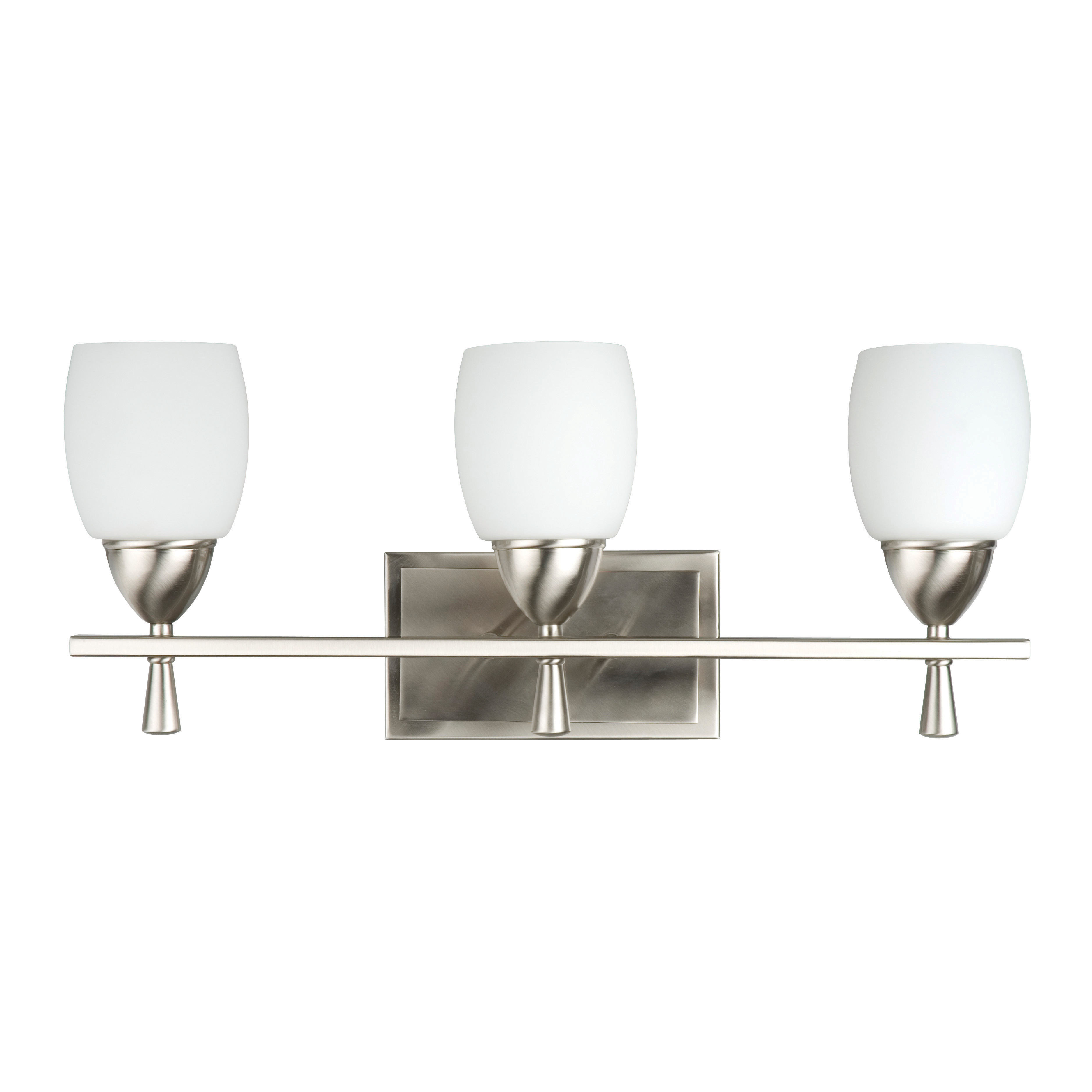 Luminance Three Light Bright Satin Nickel Vanity with Opal glass