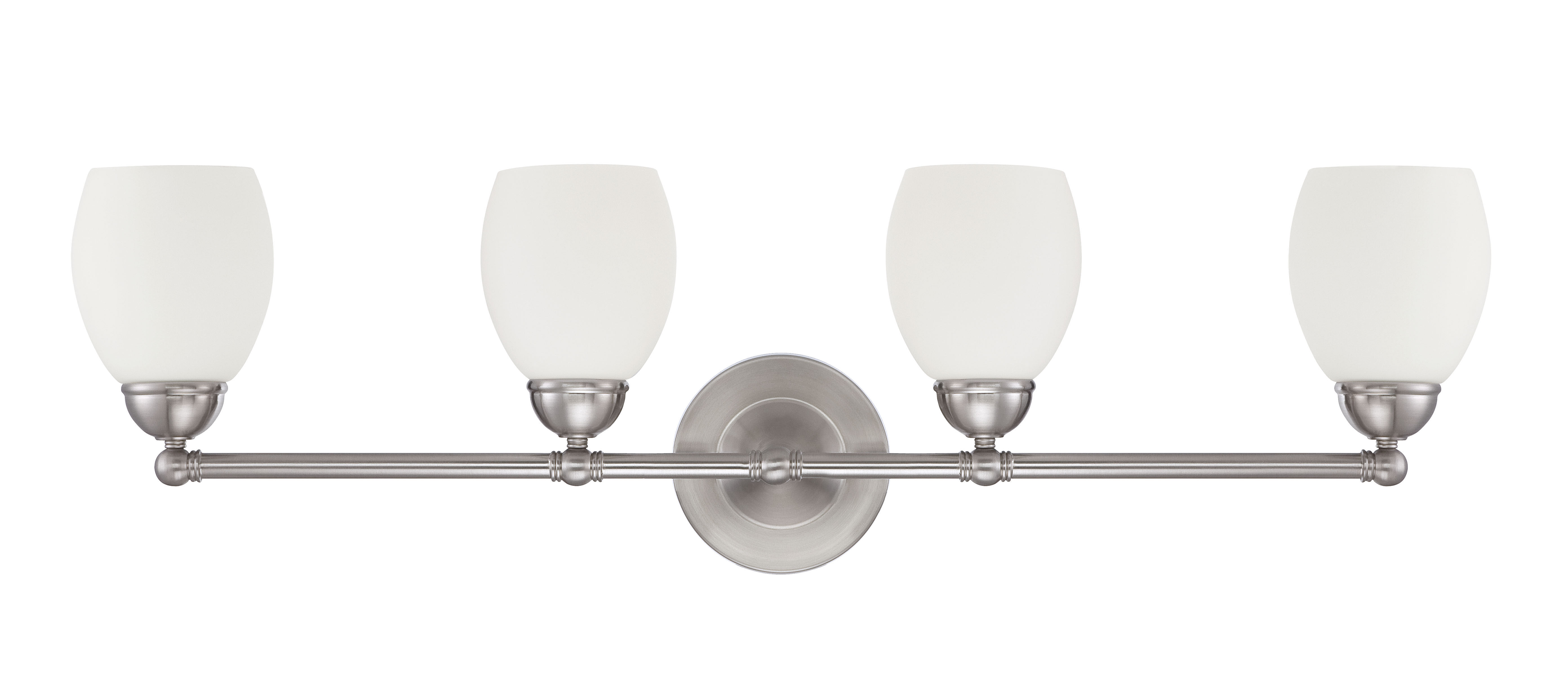 Luminance Olen Bright Satin Nickel Four Light Vanity with Opal Glass