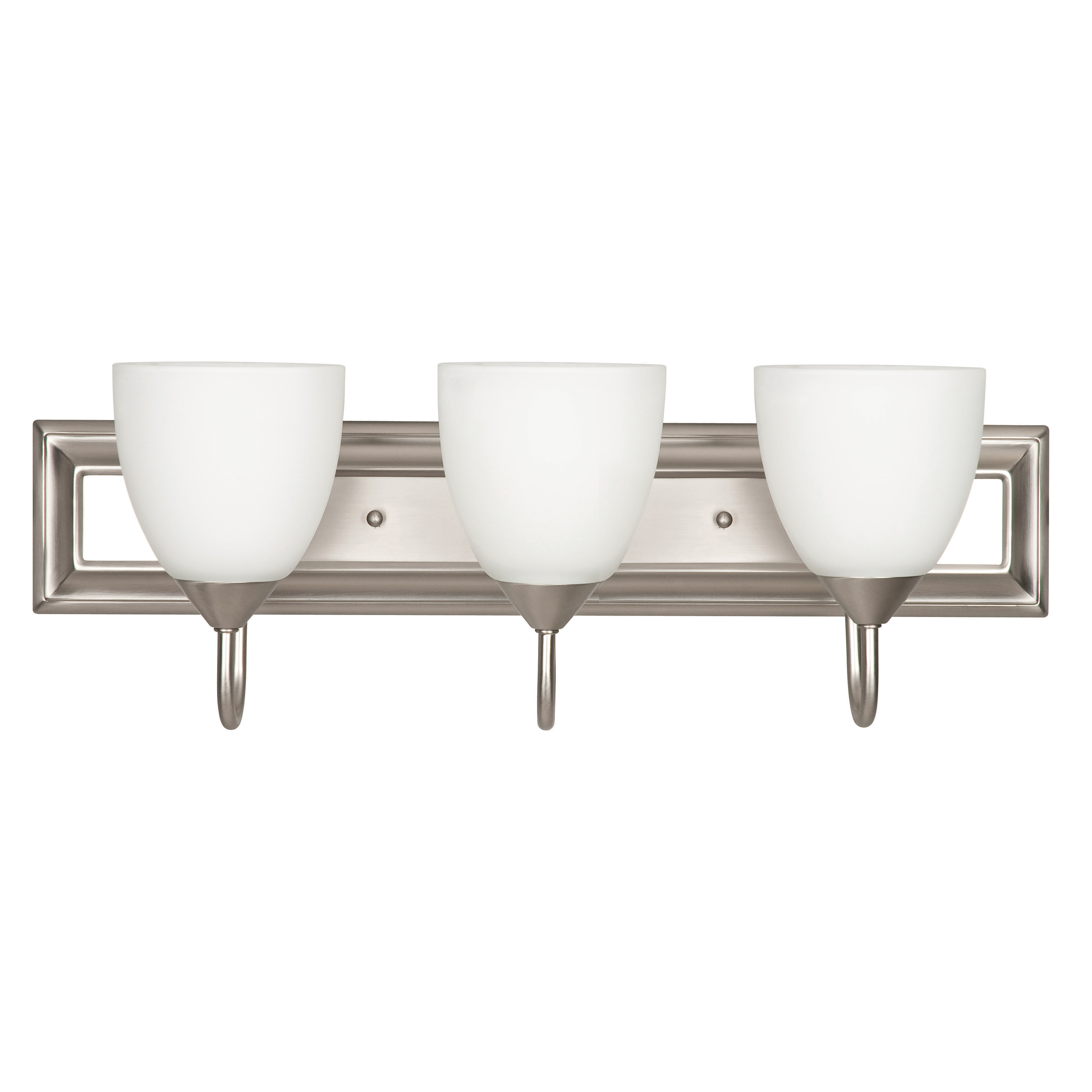 Luminance Three Light Satin Nickel Wall Sconce with Round Milk Glass