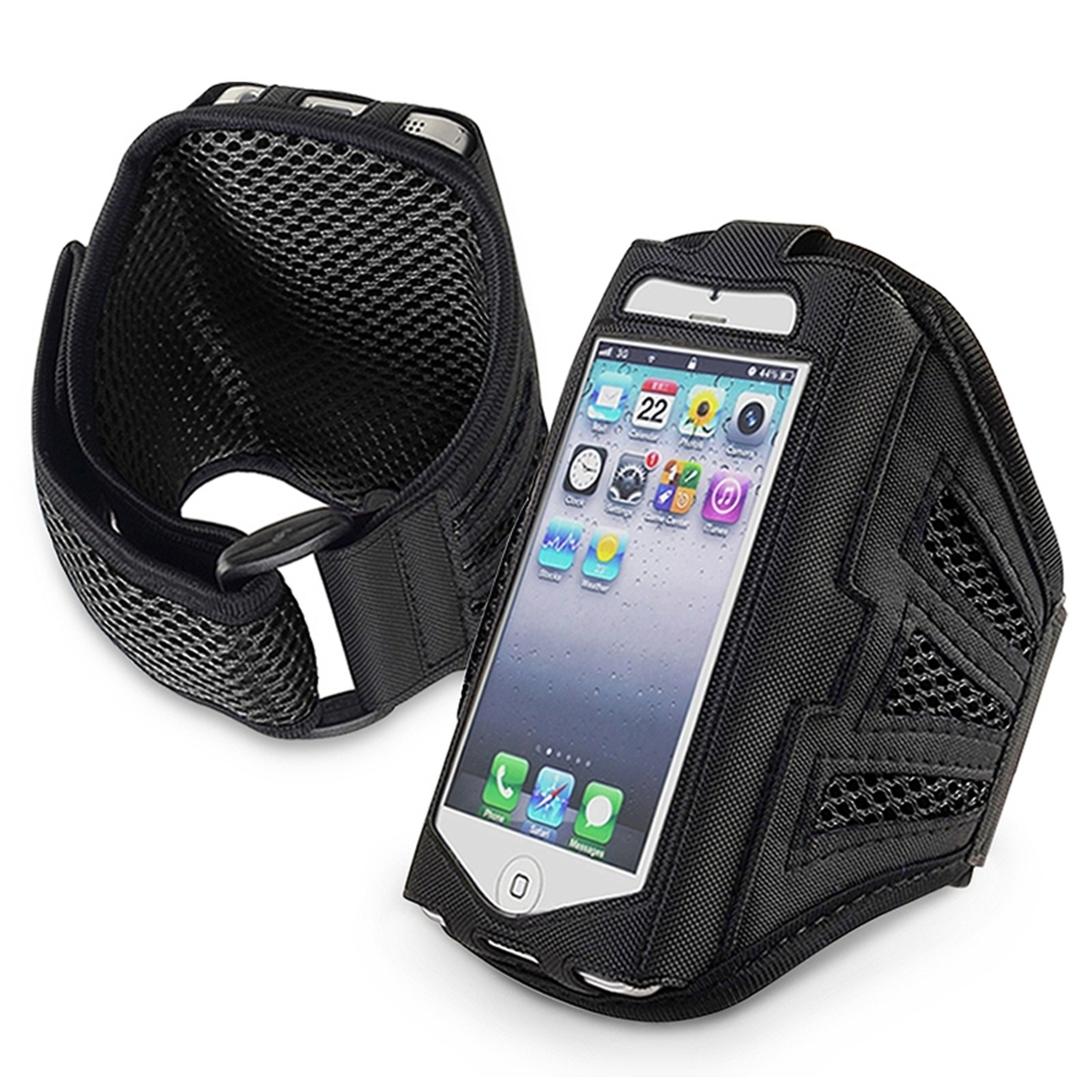 Insten Deluxe Armband for Sports Gym Running compatible with Apple iPhone 5 \/ 5C\/5S\/SE\/ touch 5th\/6th Generation, Black\/ Black