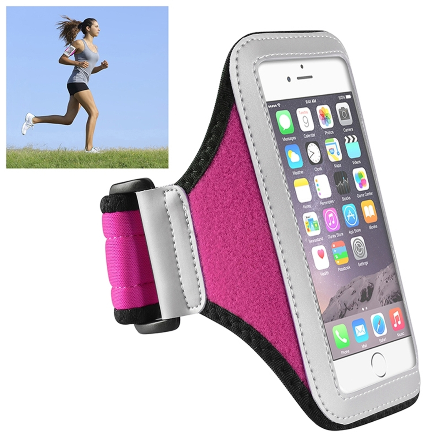Insten Universal Workout Running Sports Exercise Gym Armband Case For iPhone 6 6S Samsung Galaxy S6 S6 Edge, Silver\/Pink