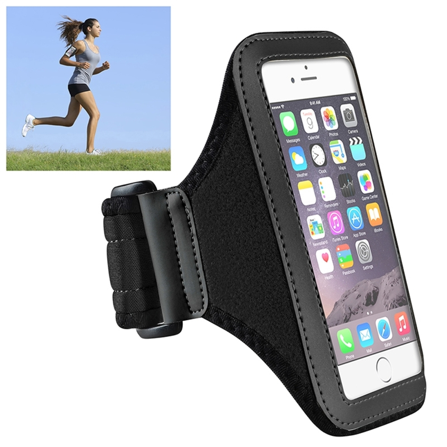 Insten Universal Workout Running Sports Exercise Gym Armband Case For iPhone 6 6S Samsung Galaxy S6 S6 Edge, Black