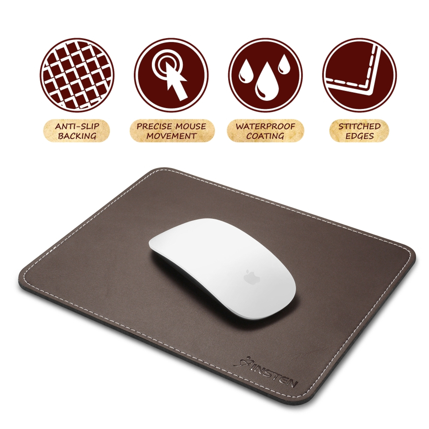Insten Leather Mouse Pad With Waterproof Coating & Anti-Slip Rubber Backing For Notebook Laptop PC Computer (7 Insten Leather Mouse Pad With Waterproof Coating & Anti-Slip Rubber Backing For Notebook Laptop PC Computer (7