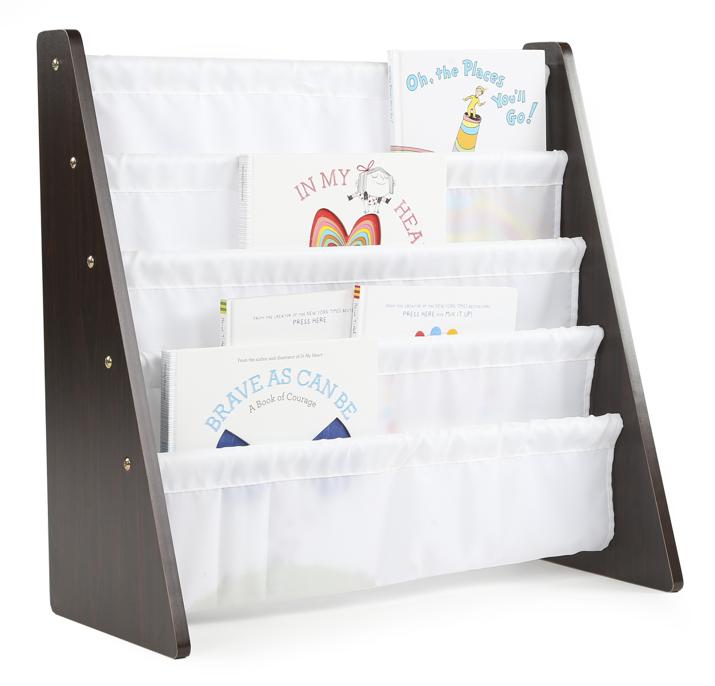 Tot Tutors Kids Book Rack Storage Bookshelf, Espresso/White