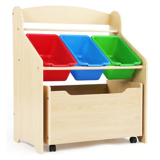 Tot Tutors Kids 3 Tier Storage Organizer with Rolling Toy