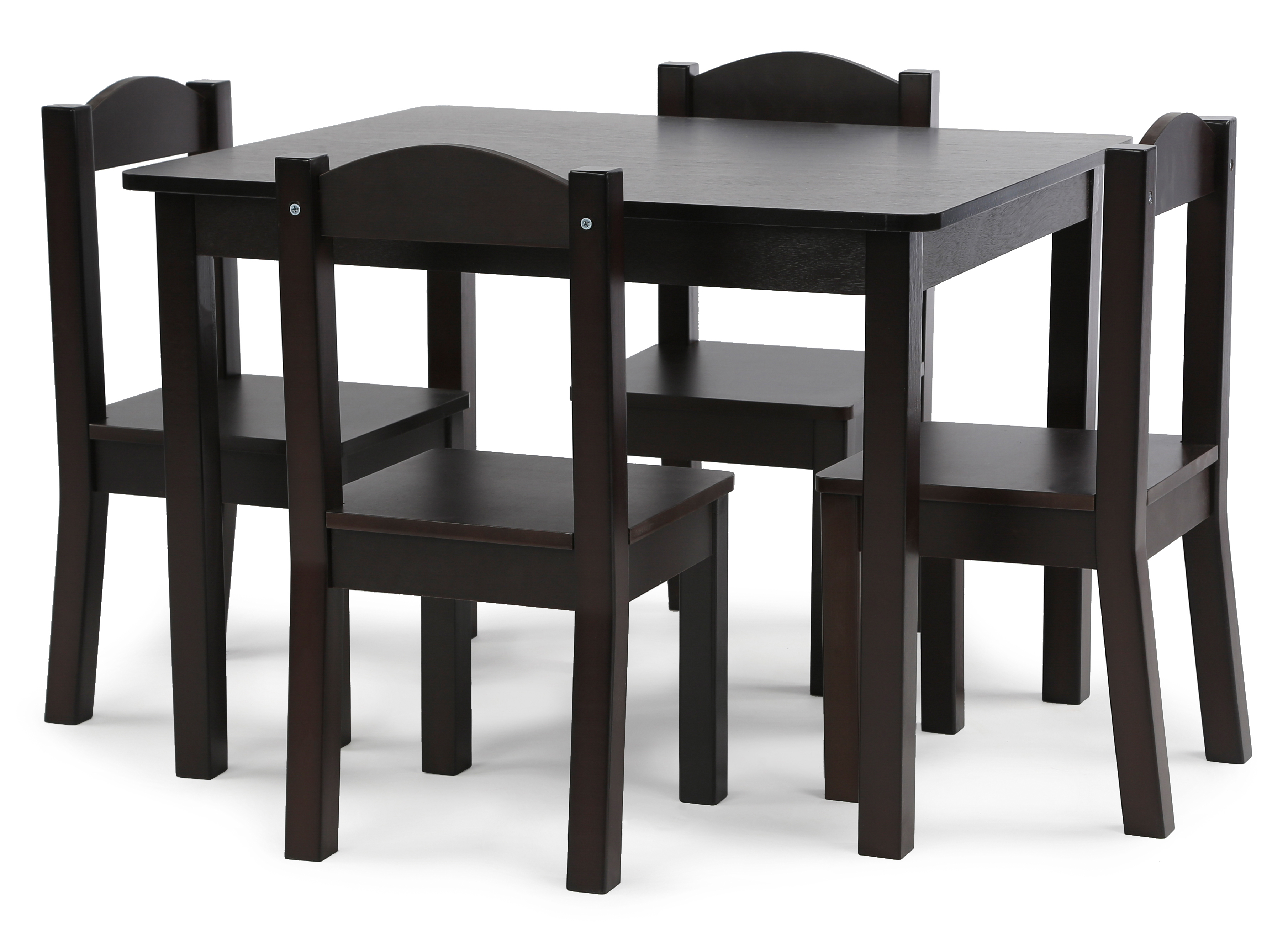 Tot Tutors Kids Wood Table and 4 Chairs Set, Espresso ...