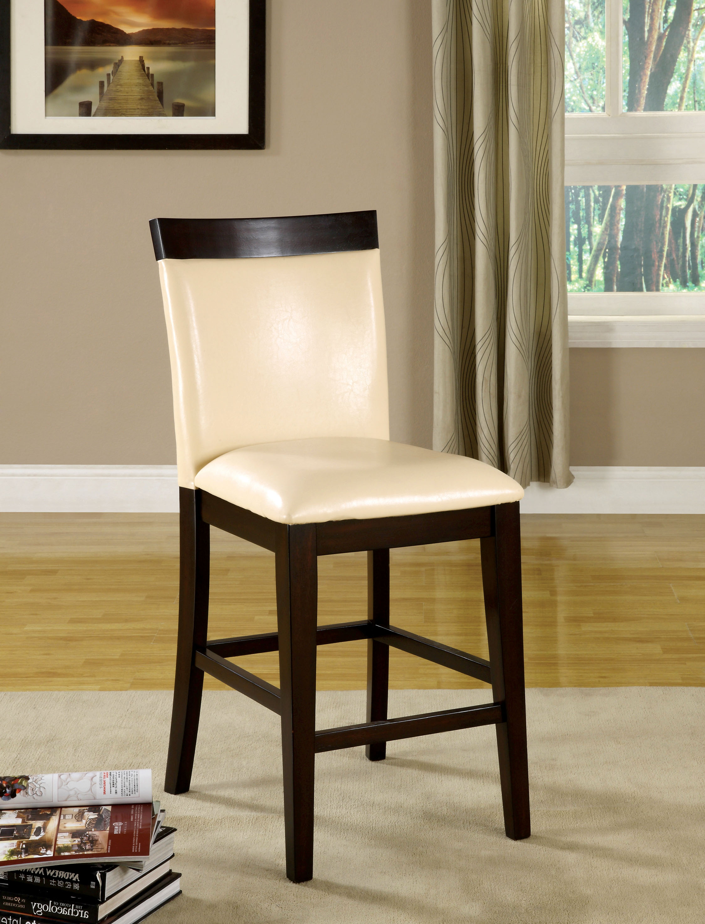 Furnituremaxx Ivory Magnific Leatherette Hardwood Counter Height Chair (set of 2)