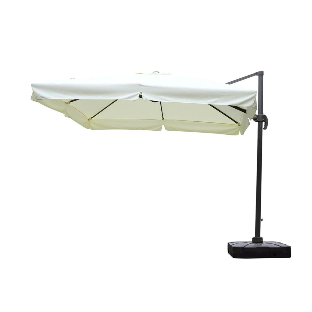 Outsunny 10' Square Tilting Cantilever Patio Umbrella with Base - Cream