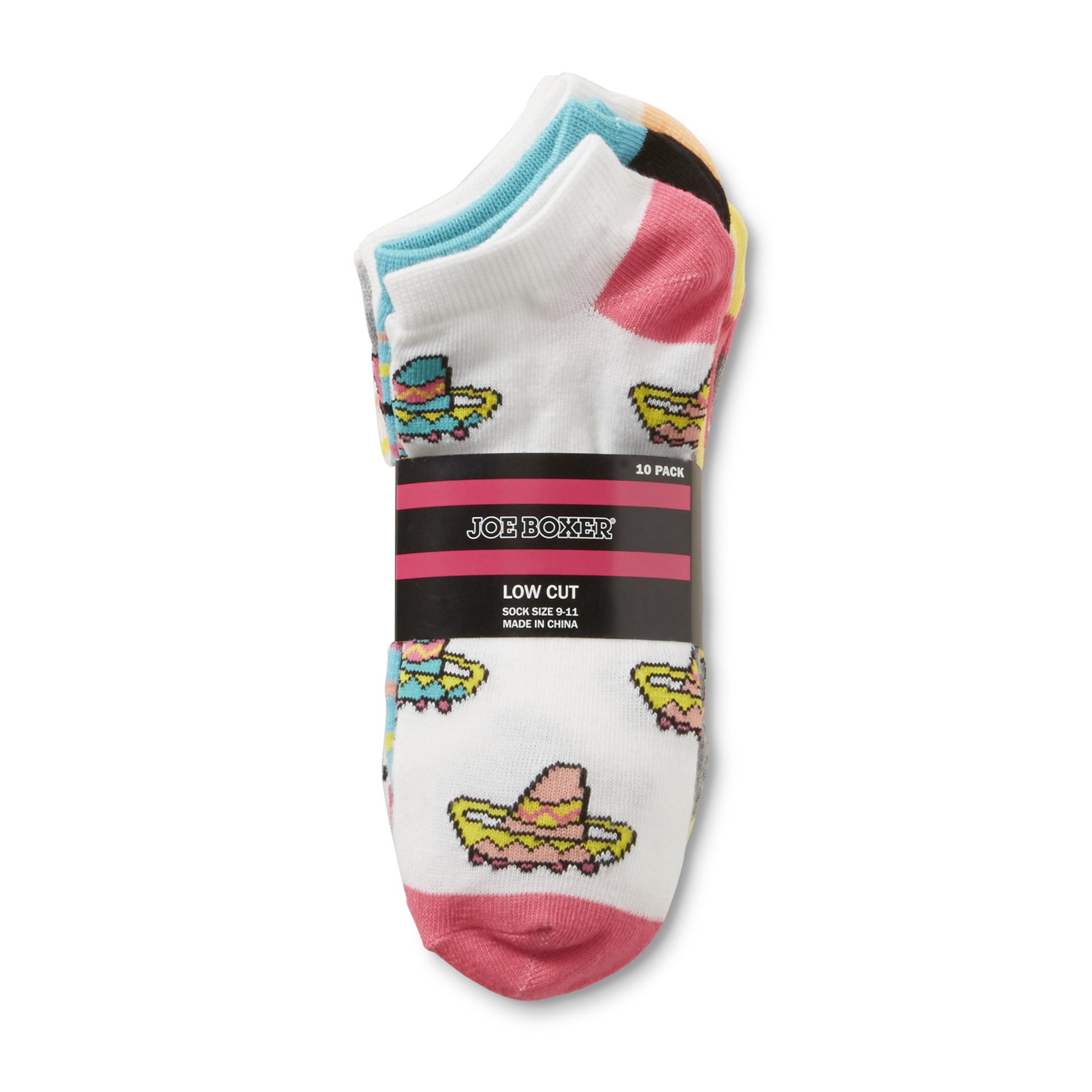 Joe Boxer Women's 10-Pairs Low-Cut Socks - Striped & Assorted Joe Boxer Women's 10-Pairs Low-Cut Socks - Striped & Assorted