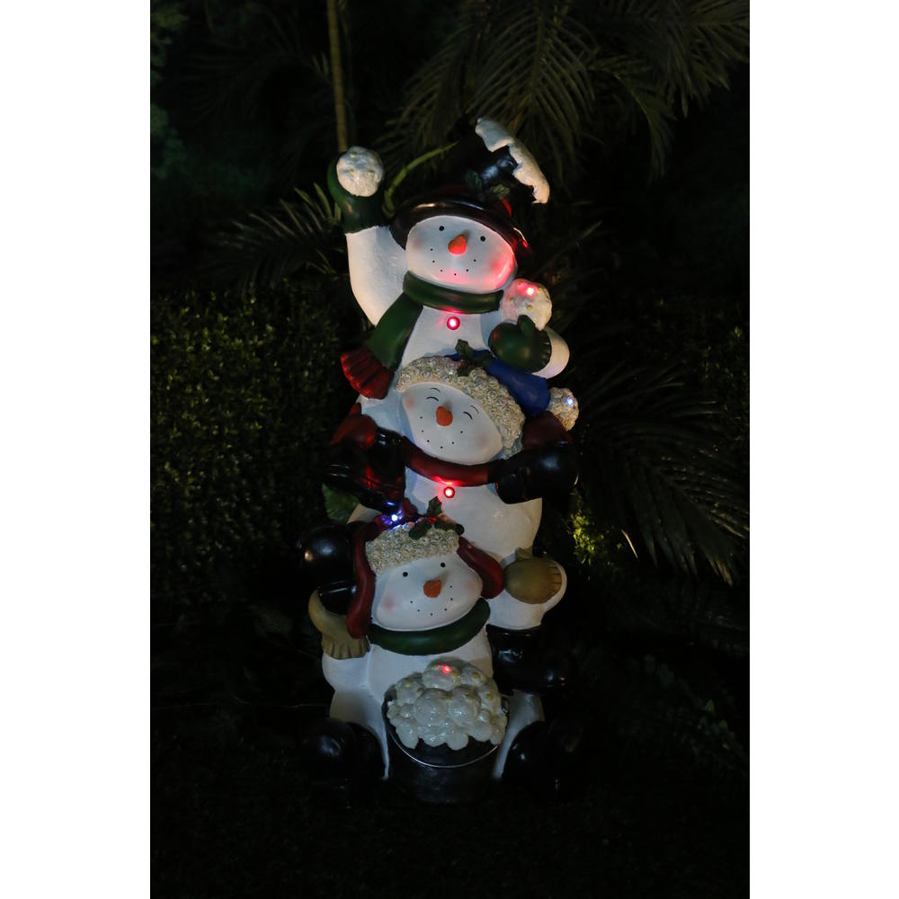 Alpine Corporation 36" Snowmen Statue with Color Changing LED Lights