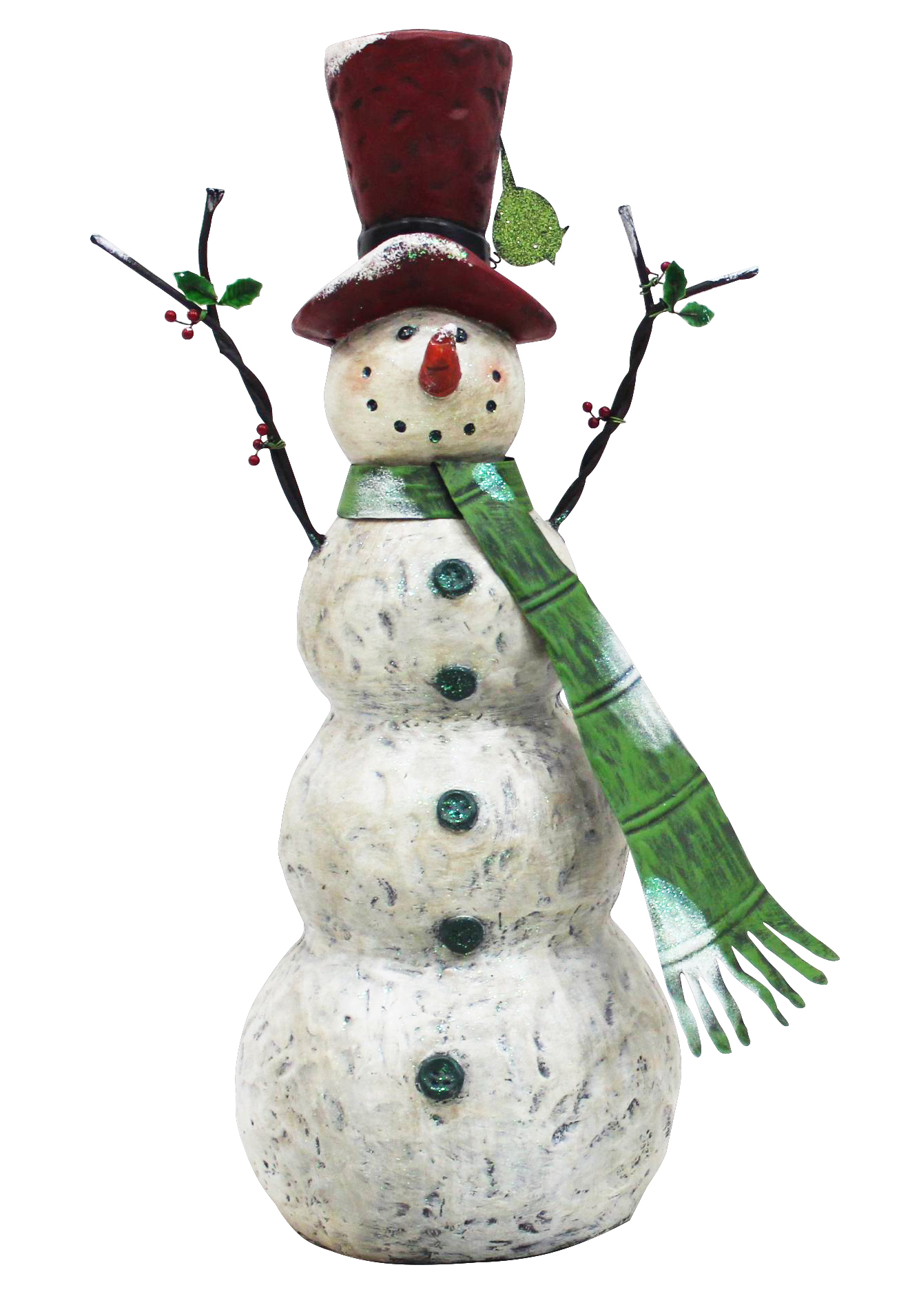 Alpine Corporation 30" Chistmas Tall Snowman with Green Scarf