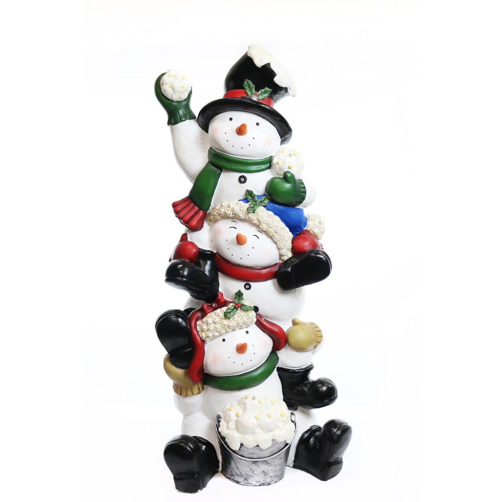 Alpine Corporation 36" Snowmen Statue with Color Changing LED Lights