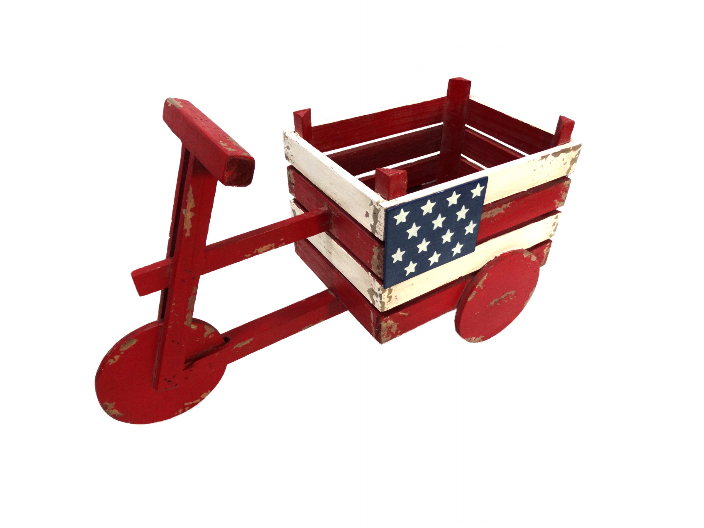 Alpine Corporation American Flag Tricycle Wood Planter