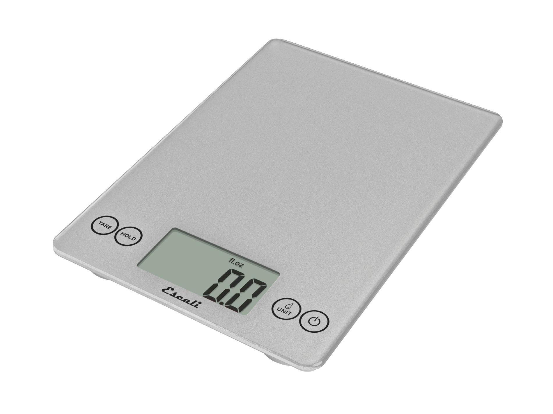 Escali Arti Glass Digital Scale, 15 Lb / 7 Kg, Shiny Silver