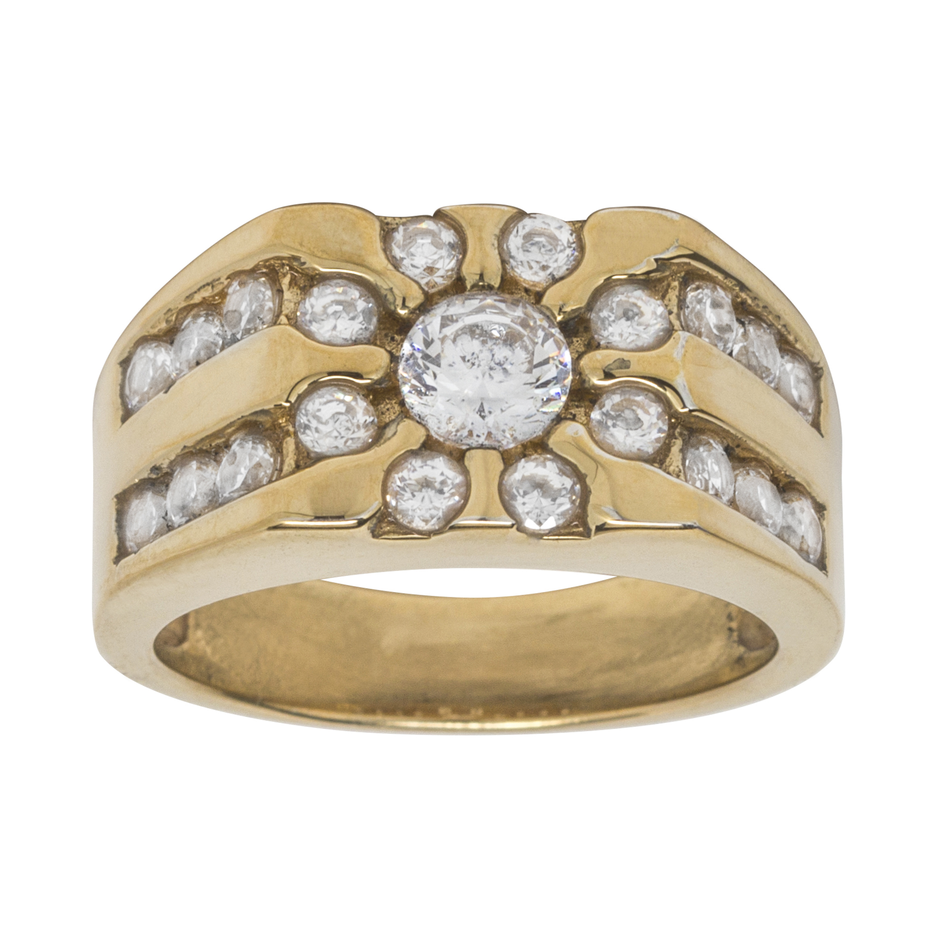Gold Over Silver CZ Mens Ring