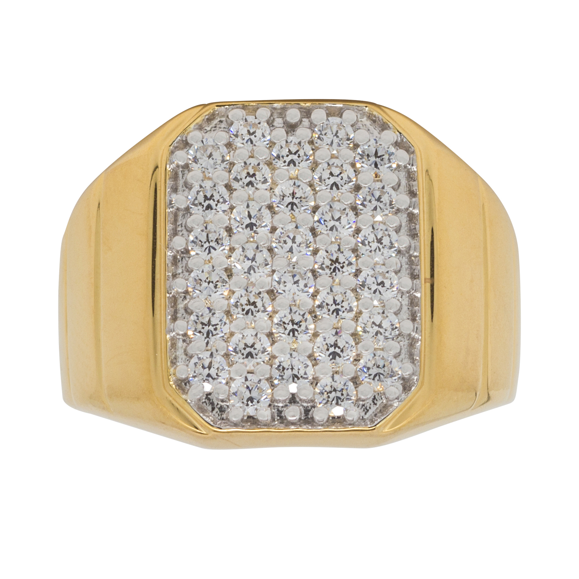 Gold Over Silver CZ Mens Ring