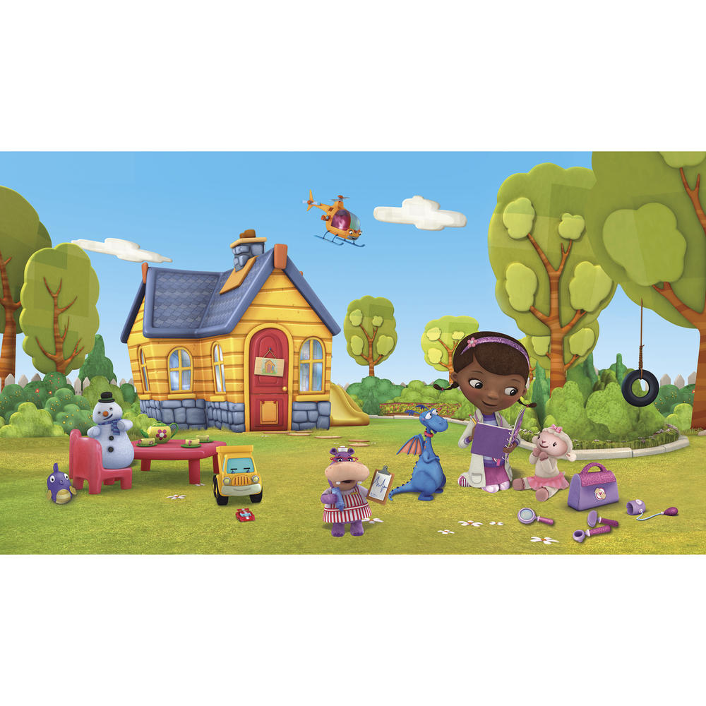 RoomMates Doc McStuffins Chair Rail Prepasted Mural 6' x 10.5' - Ultra-strippable
