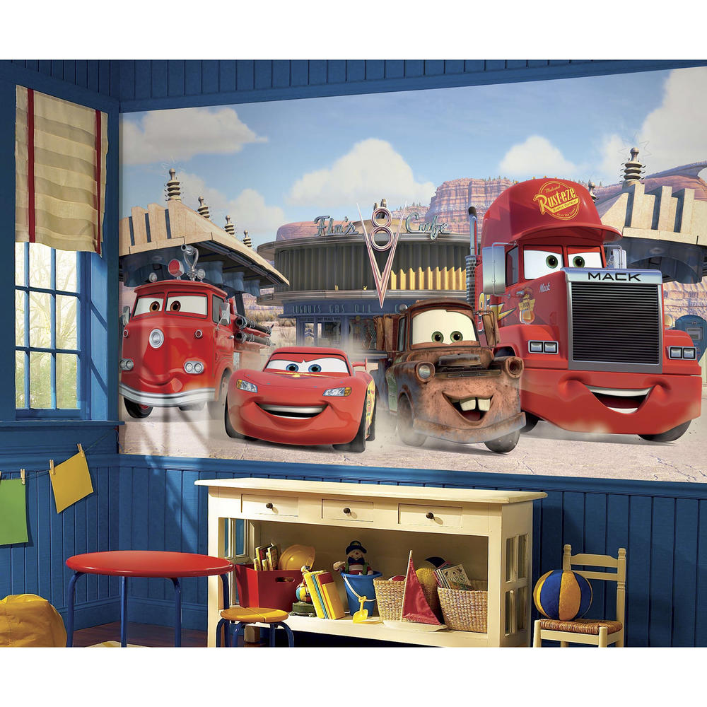 RoomMates Disney Cars Friends to the Finish XL Chair Rail Prepasted Mural 6' x 10.5' - Ultra-strippable