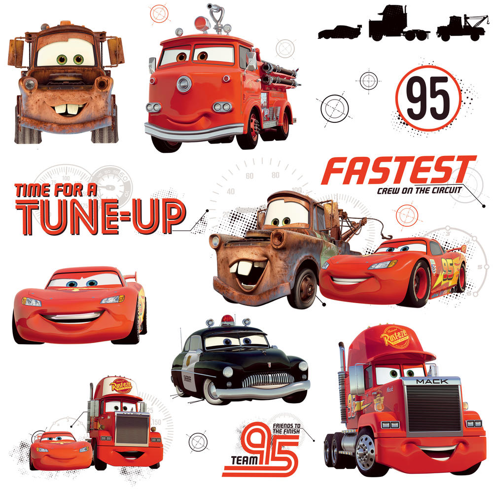 RoomMates Cars - Friends to the Finish Peel and Stick Wall Decals