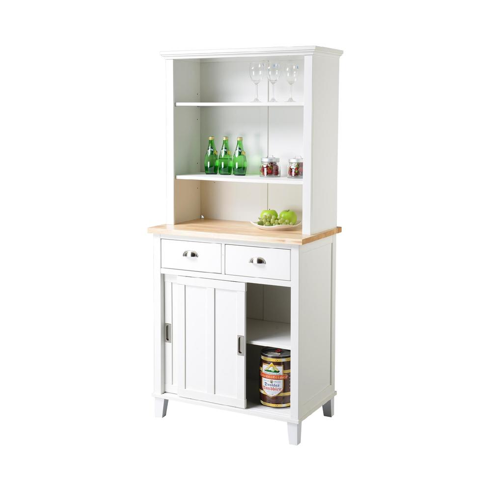 White Kitchen Center with Rubberwood Top