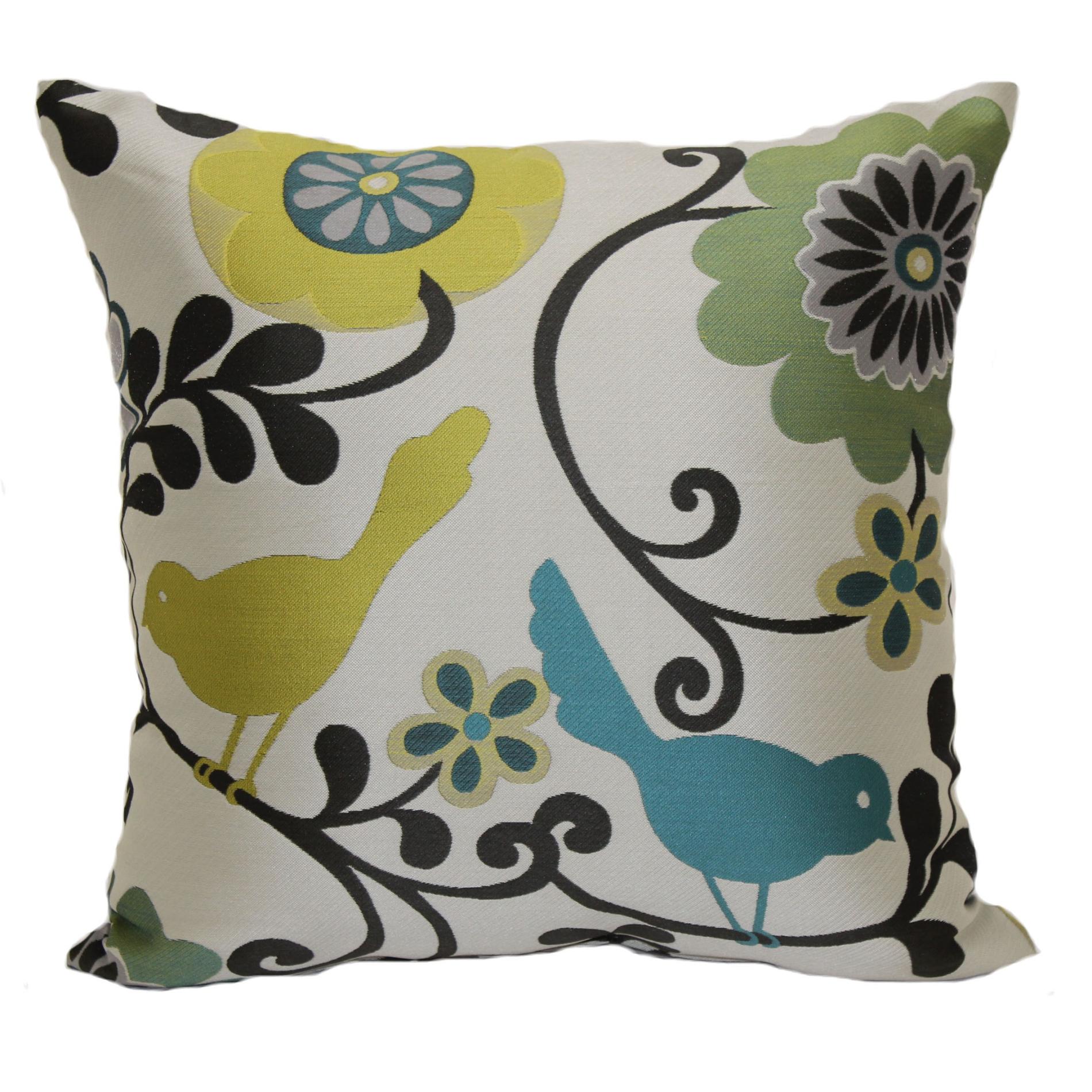 Decorative Throw Pillow - Birds & Flowers