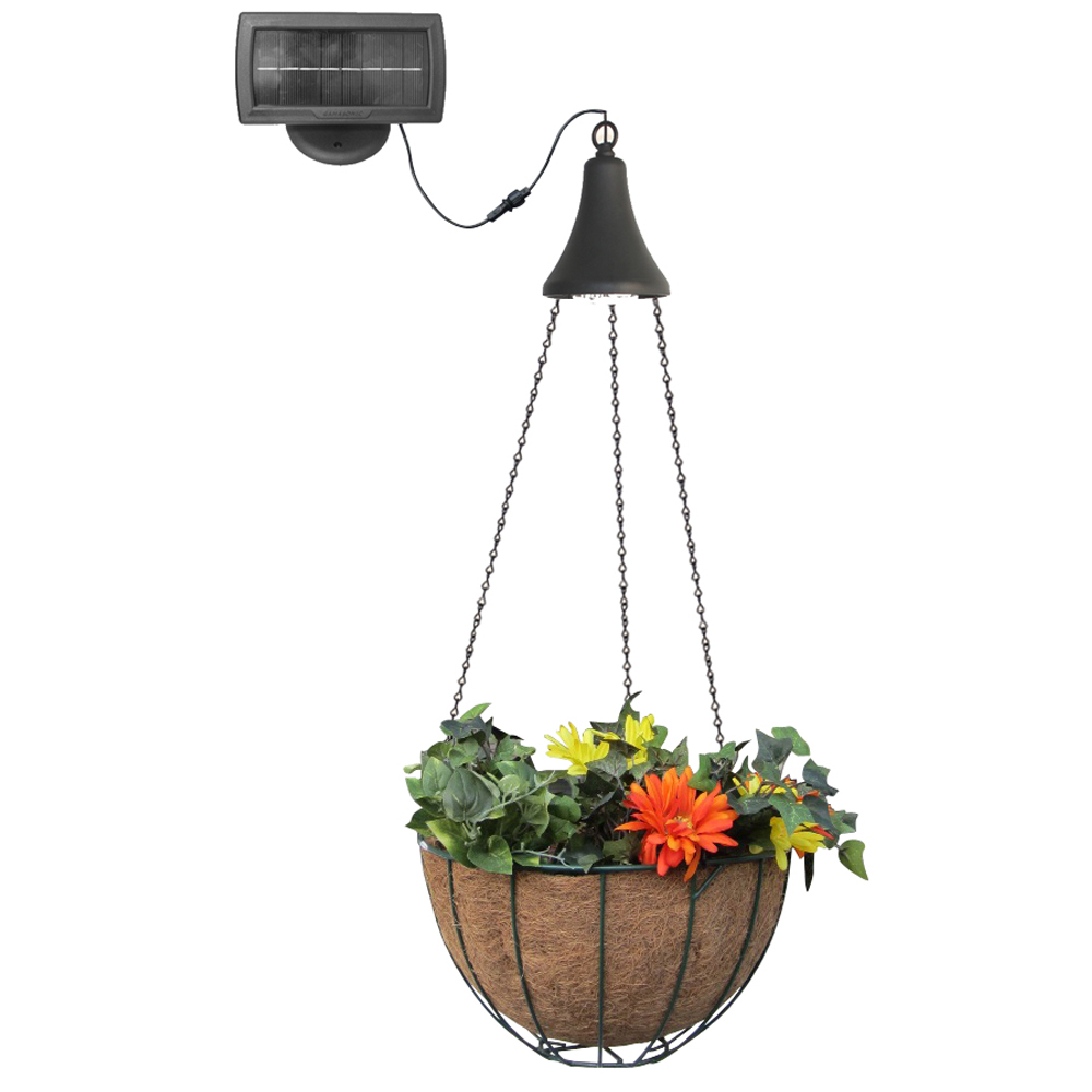 UPC 185455000413 product image for Hanging Solar Spotlight with 6 LEDs and Planter Basket | upcitemdb.com