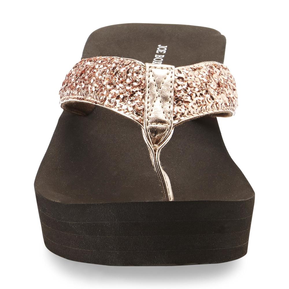 Women's Merrin Rose Gold/Brown Sequin Wedge Sandal
