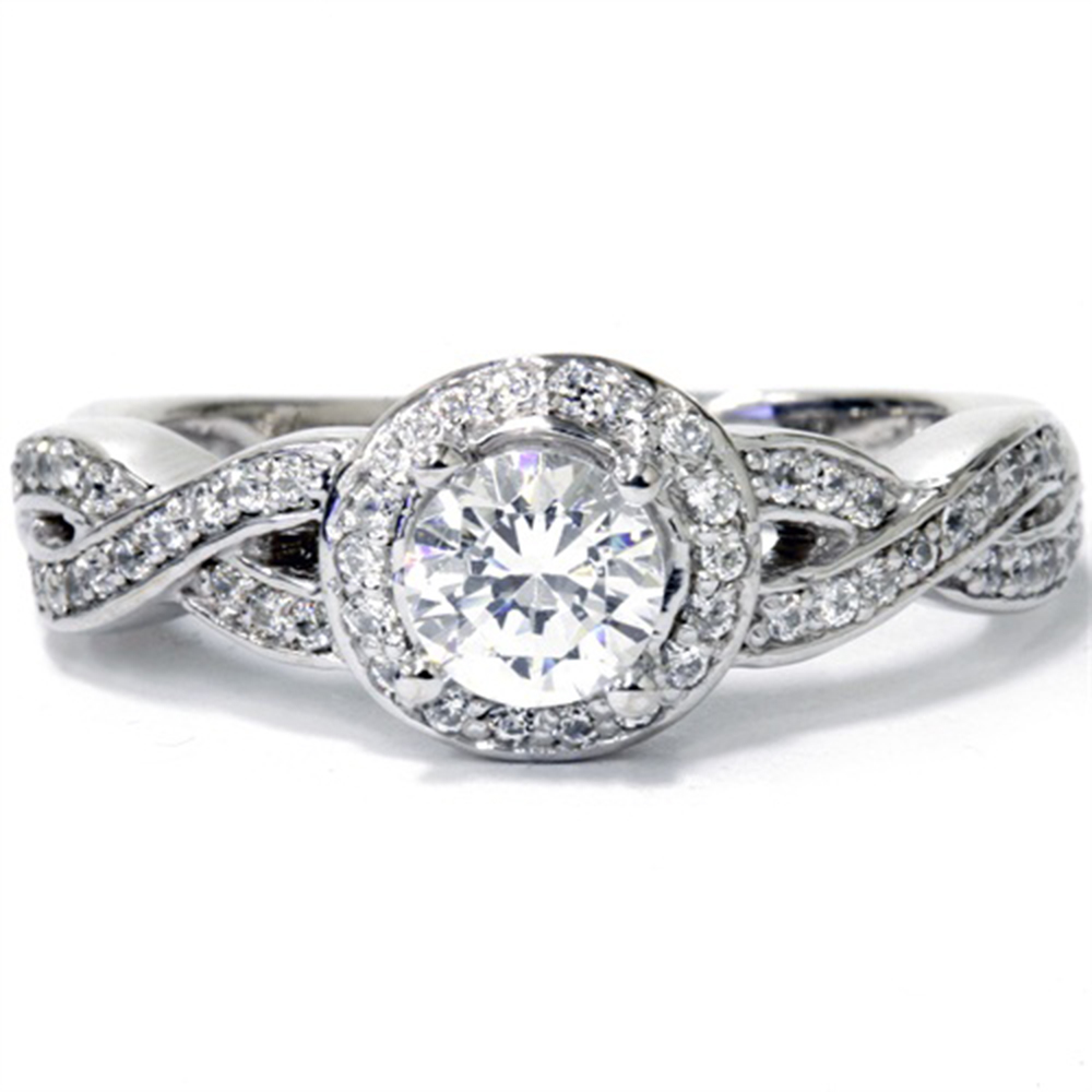Real 1.00 CT Fancy Pave Diamond Engagement Infinity Vintage White Gold Ring