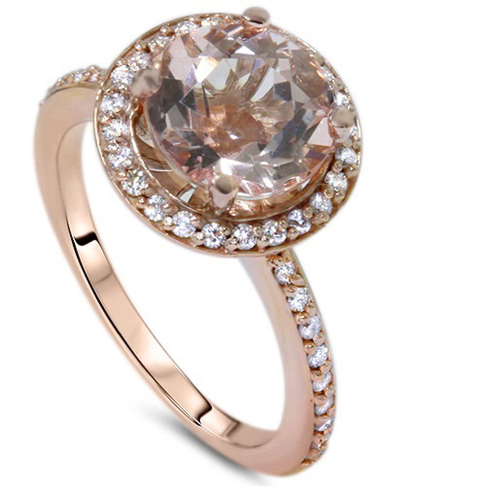 2.40CT Moragnite & Diamond Halo Vintage Antique Engagement Ring 14K Rose Gold