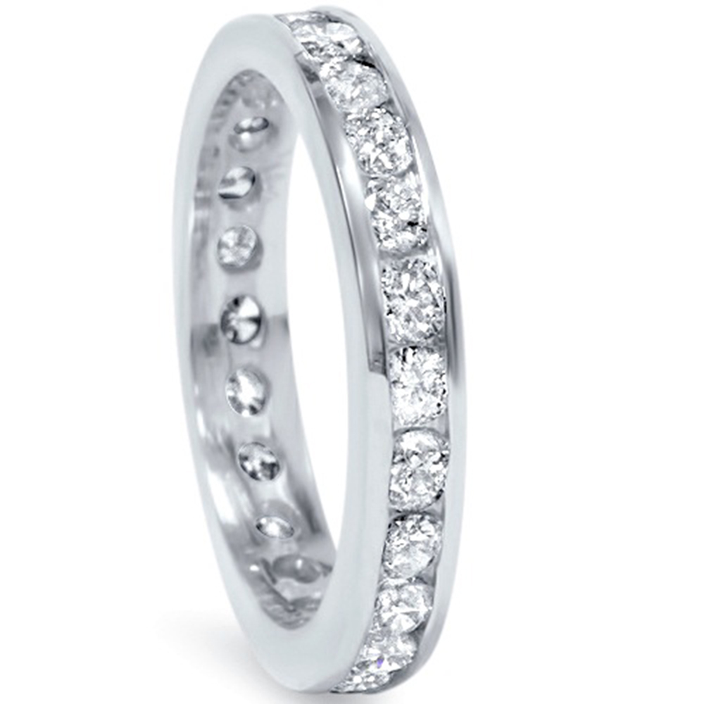 SI 1.50 CT Diamond Wedding Ring Eternity Band Womens Anniversary White Gold 4-9