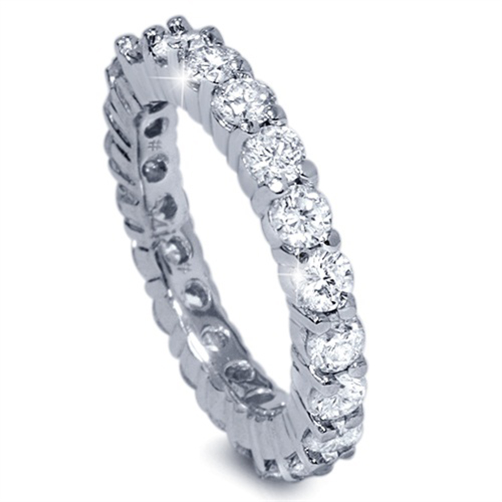 Real 2.00 CT Round Diamond Brilliant Cut Wedding Ring Anniversary Eternity Band
