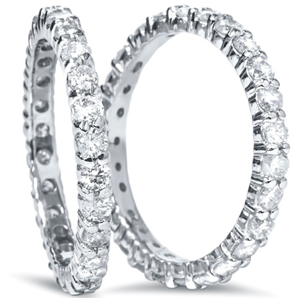 2.00CT Diamond Eternity Wedding Ring Eternity Stackable Guard Ring Band Set 4-9