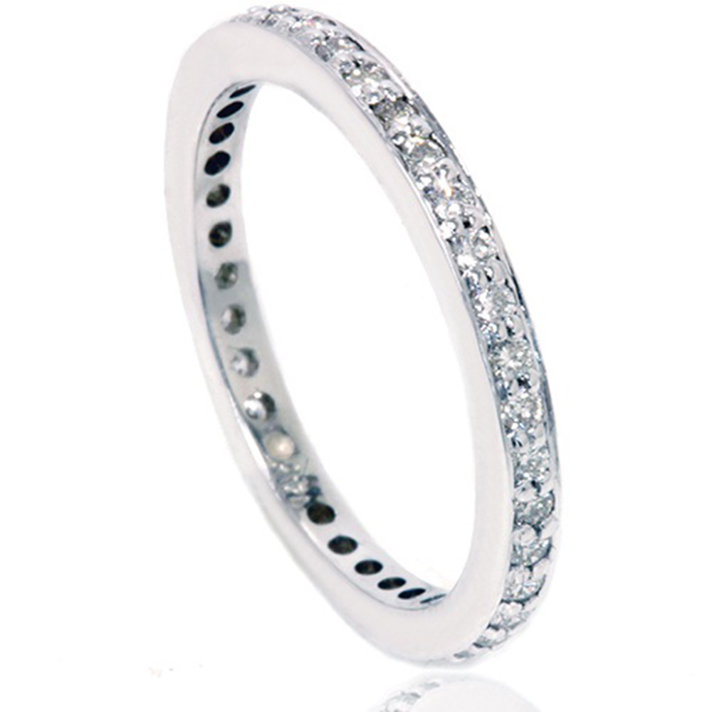 .40CT Pave 3/4 Diamond Eternity Ring Wedding Band 14K White Gold Stackable