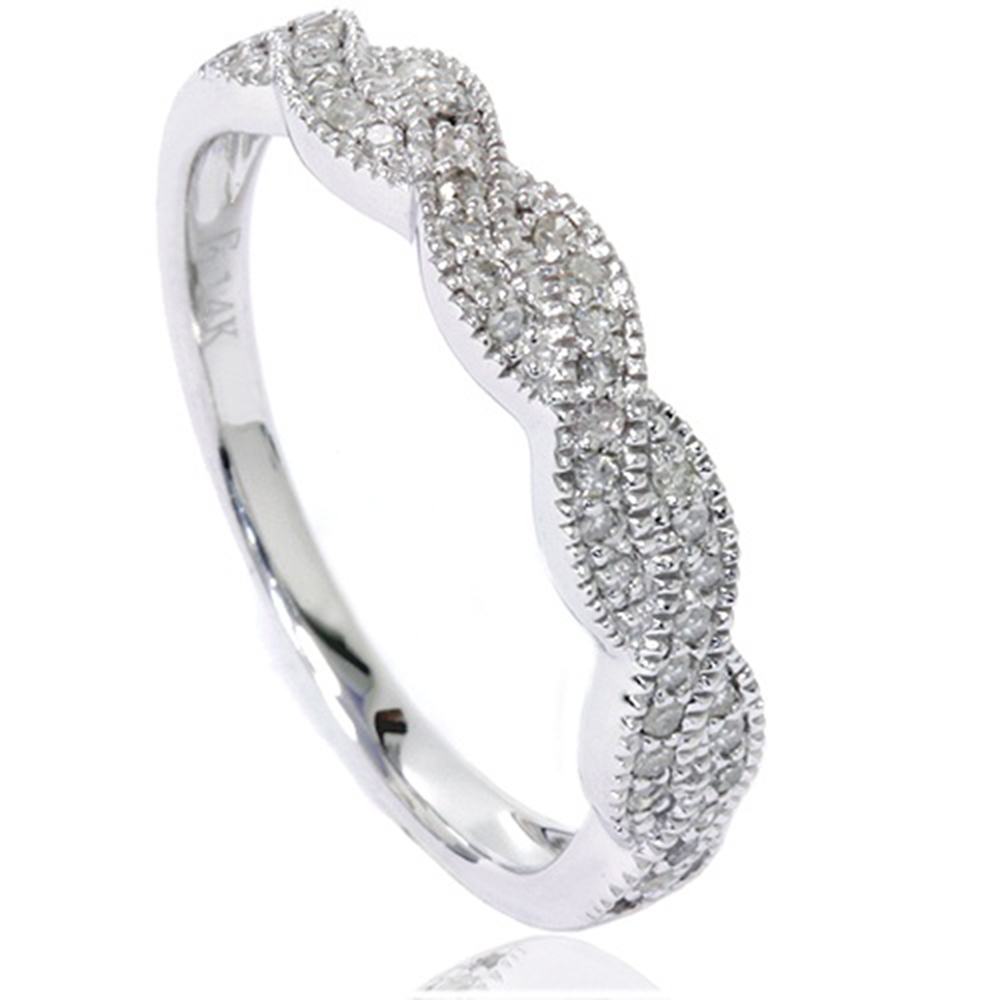 1/4CT Pave Diamond Infinity Vintage Wedding Ring Band 14K White Gold Size (4-9)