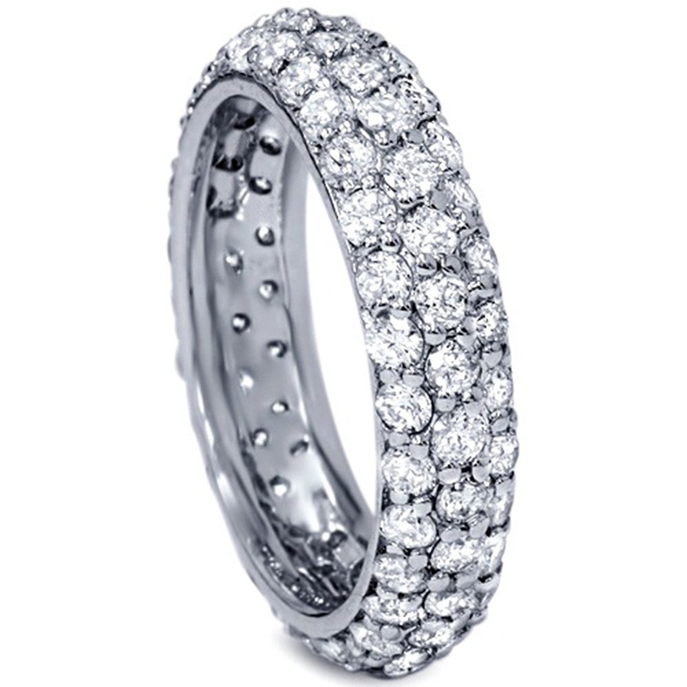STUNNING 2.15CT Pave REAL Diamond Womens Eternity Ring Wedding Band White Gold