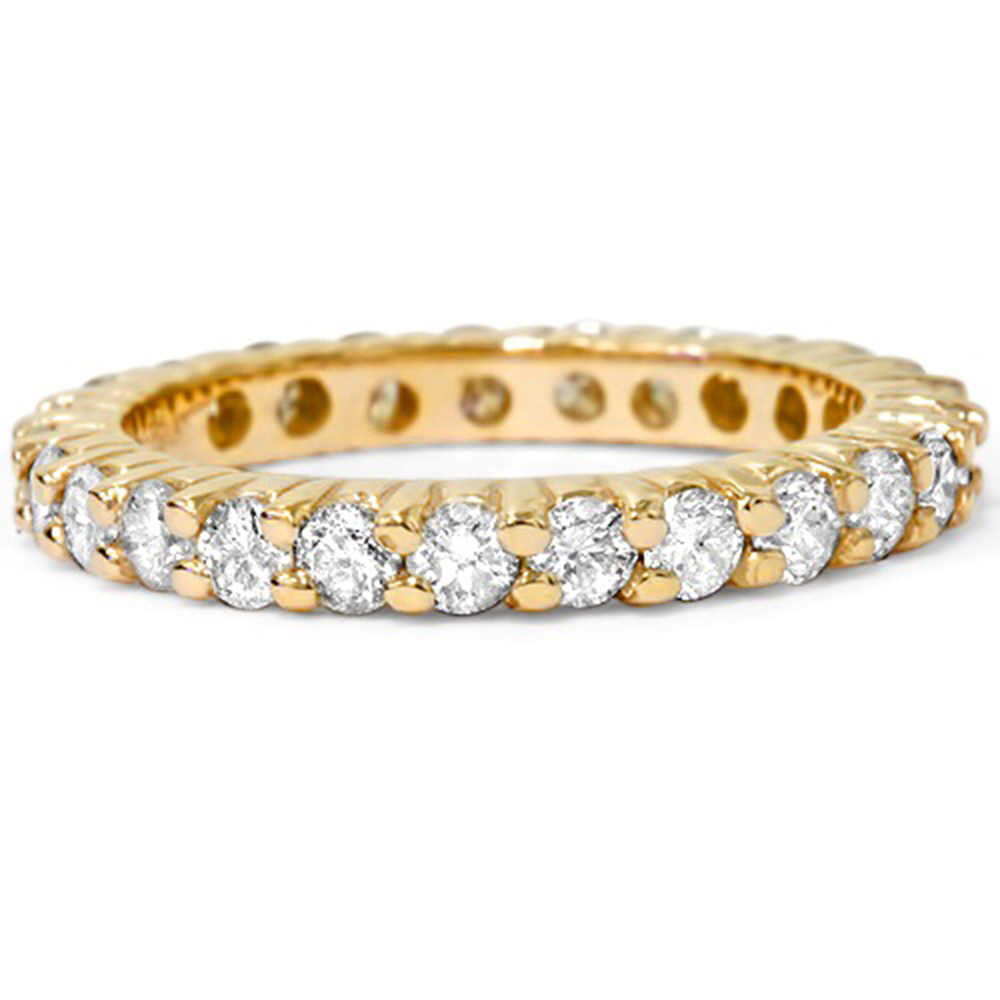 1 Carat Round Diamond 14 Karat Yellow Gold Wedding Ring Eternity Band Brilliant