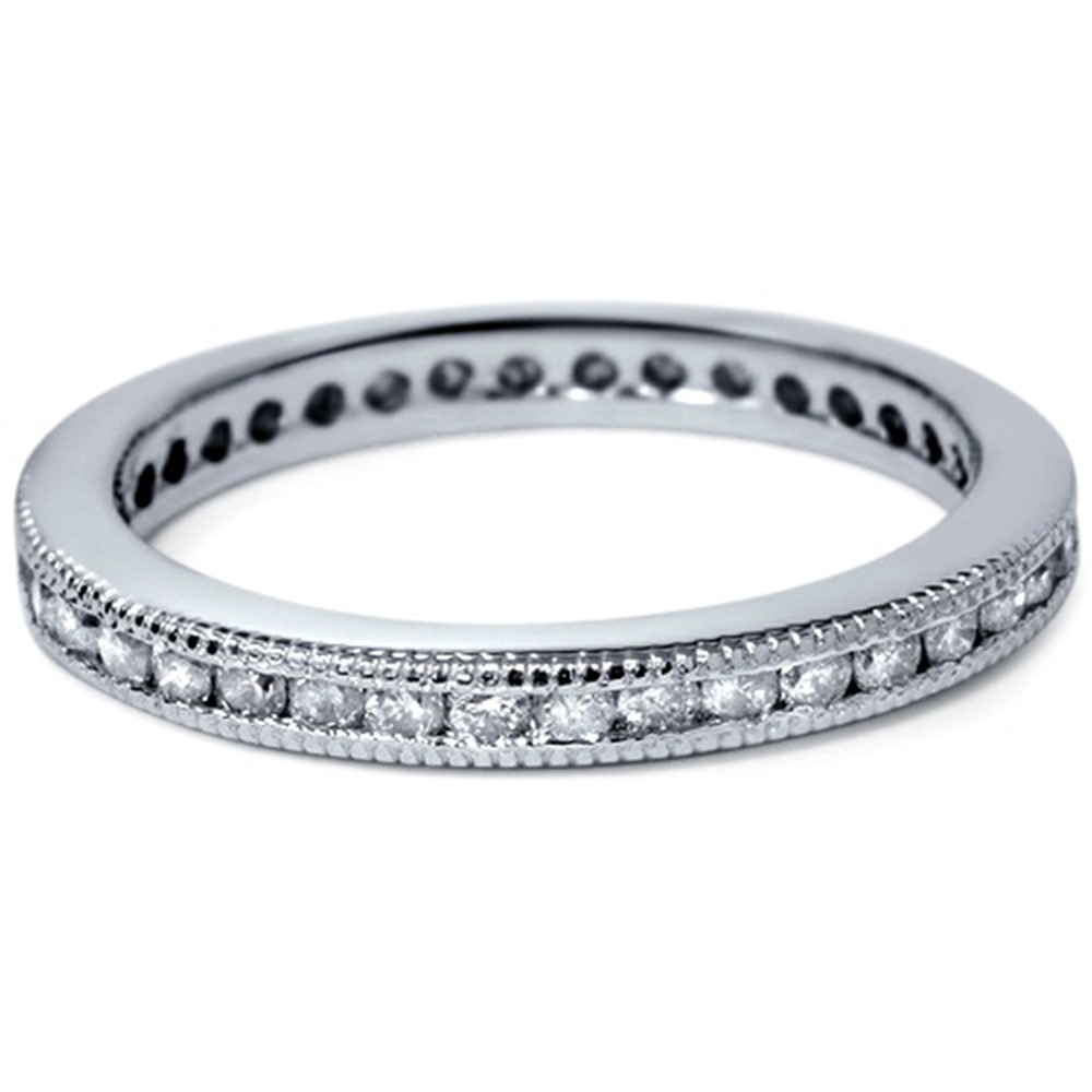 .60CT Diamond Vintage Eternity Channel Set Wedding Ring Filigree Antique WG