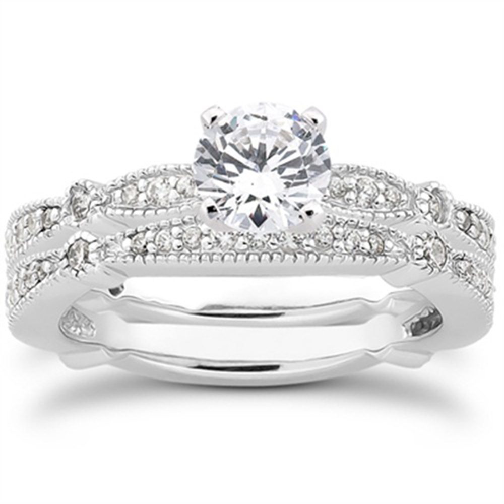 .95CT Genuine Diamond Vintage Heirloom Antique Engagement Wedding Ring 14K Gold